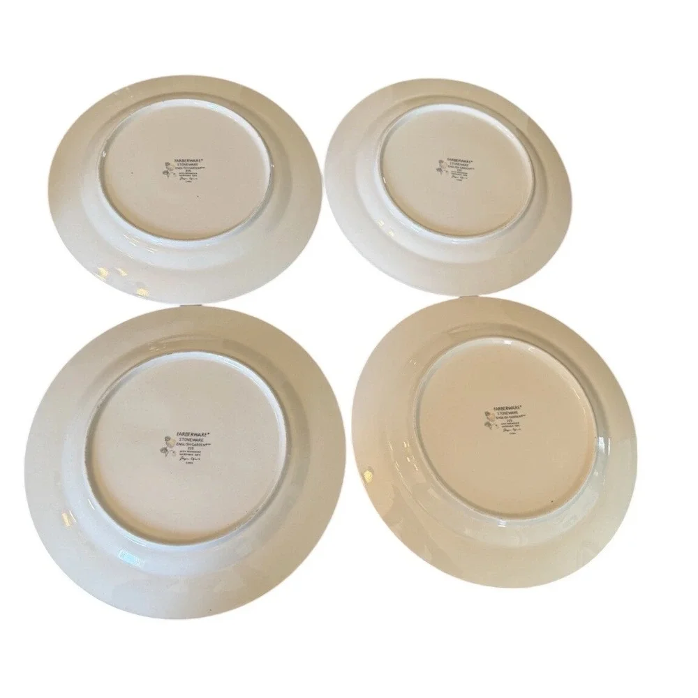 Farberware‎ English Garden Dinner Plates Stoneware Floral Set of 4 10.25